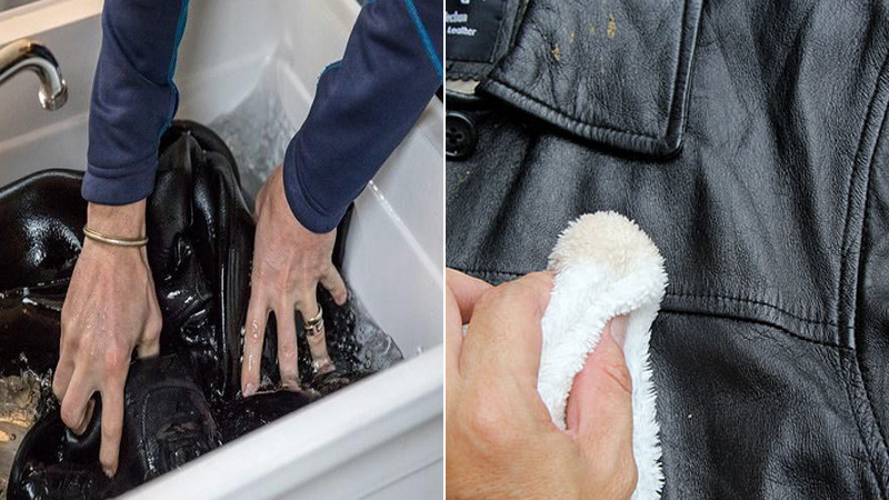 cách giặt áo da bằng tay